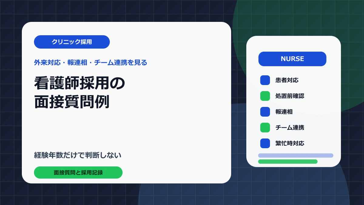 看護師採用の面接質問例を外来対応報連相チーム連携で整理するアイキャッチ画像