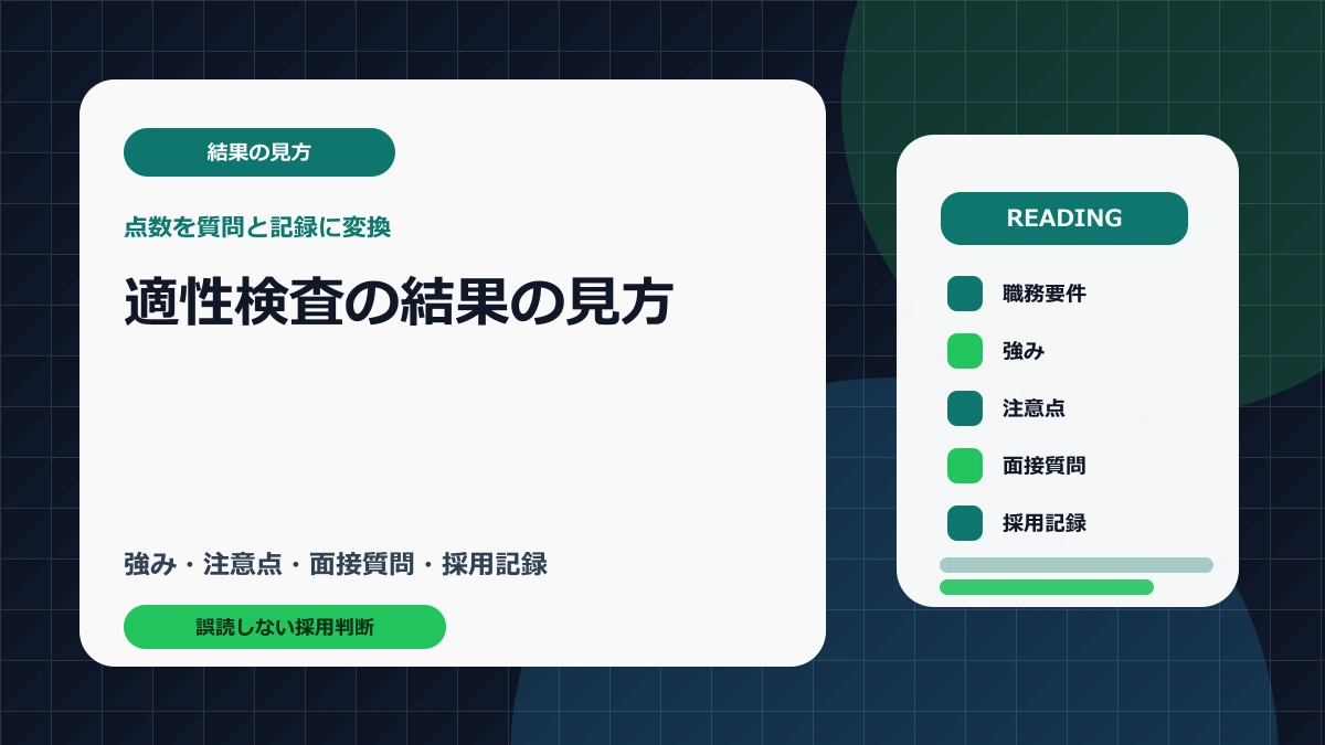適性検査の結果を点数で決めつけず面接質問と採用記録へ変換する手順のアイキャッチ画像