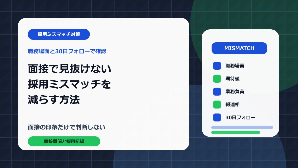 採用ミスマッチを職務場面と30日フォローで減らす方法のアイキャッチ画像