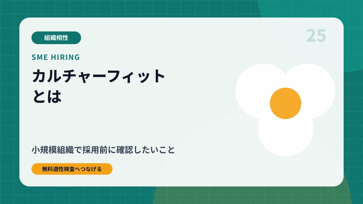 カルチャーフィット採用とは|小規模組織で確認する4軸と面接質問のアイキャッチ画像