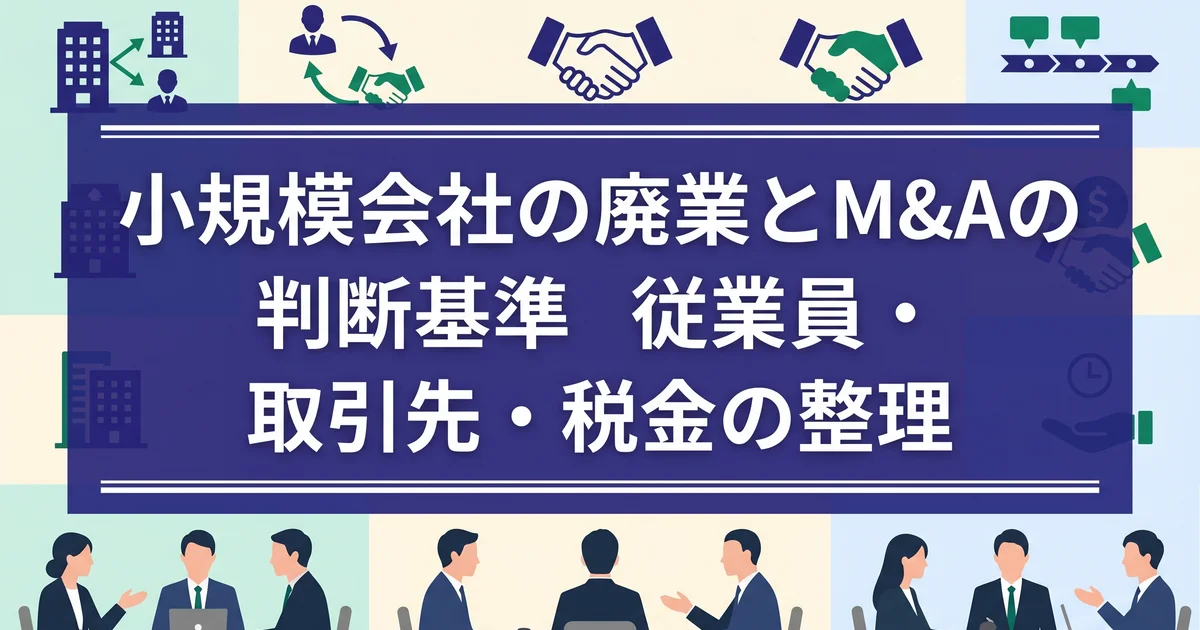小規模会社の廃業とM&Aの判断基準|従業員・取引先・税金の整理
