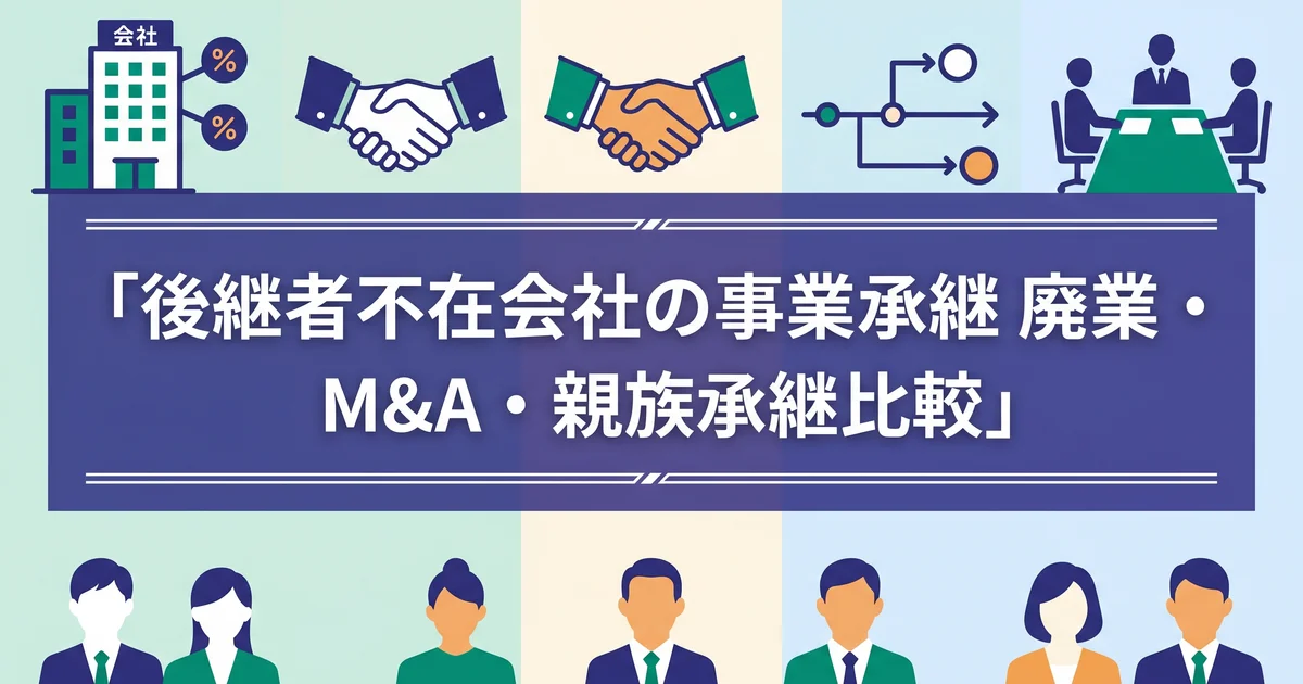 後継者不在会社の事業承継|廃業・M&A・親族承継比較