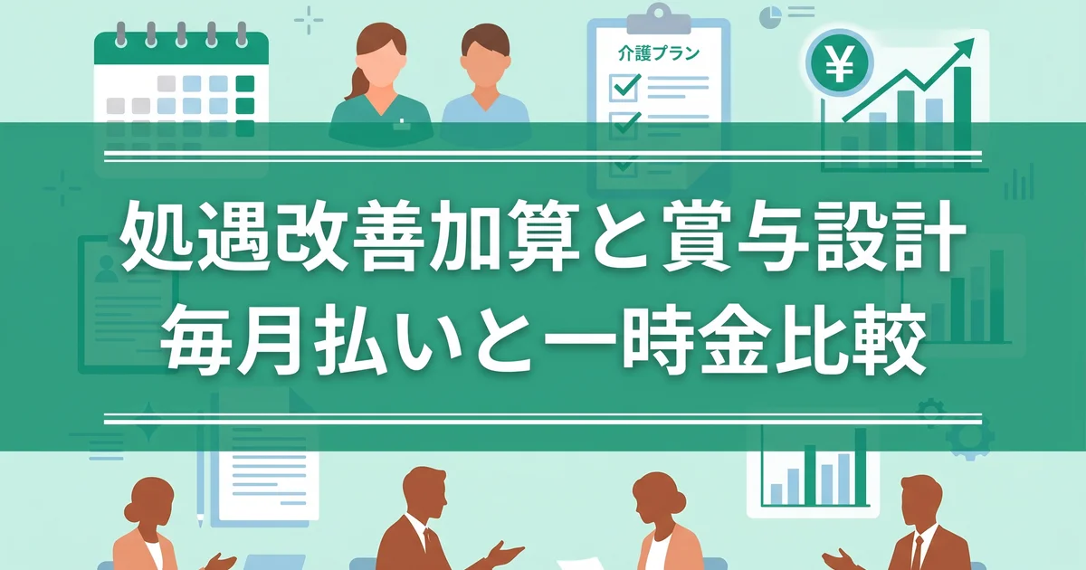 処遇改善加算と賞与設計|毎月払いと一時金比較