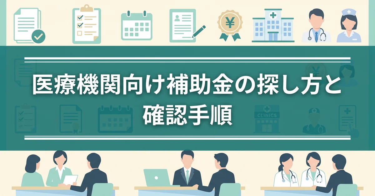 医療機関向け補助金の探し方と確認手順